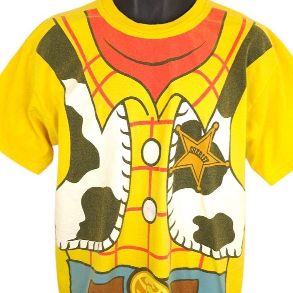 Toy Story T Shirt Mens Size Large Yellow Woody Costume All Over Print